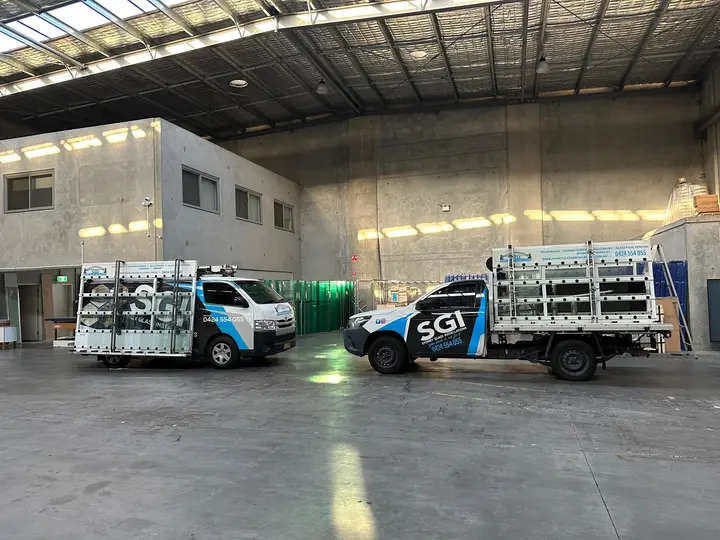 Sydney Glass Installations work vehicles ready for glass tabletop delivery